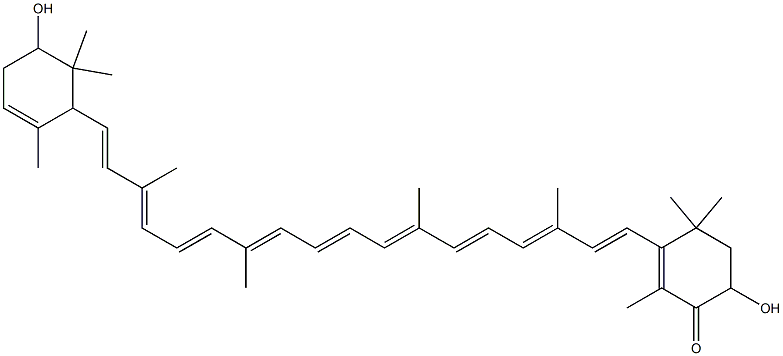 (6'ξ)-2',3-ジヒドロキシ-β,ε-カロテン-4-オン 化学構造式