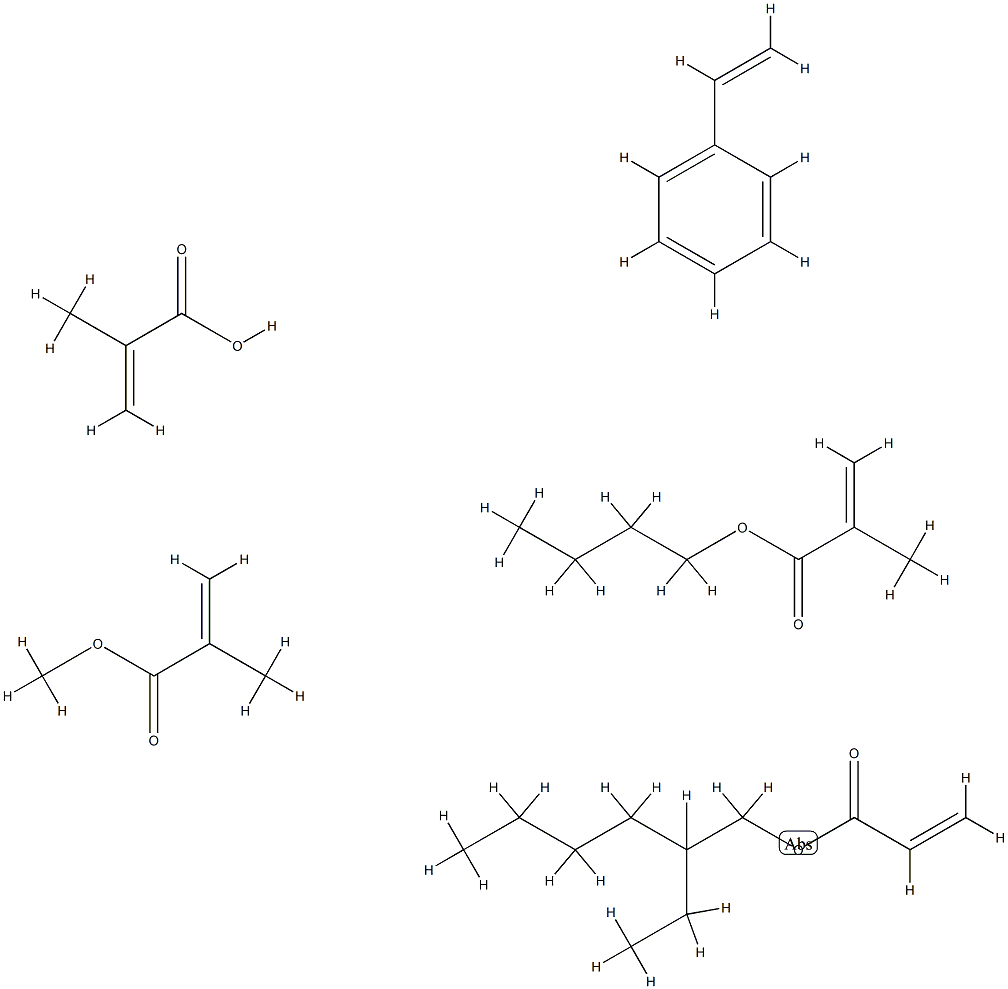 2-Propenoic acid, 2-methyl-, polymer with butyl 2-methyl-2-propenoate, ethenylbenzene, 2-ethylhexyl 2-propenoate and methyl 2-methyl-2-propenoate Structure