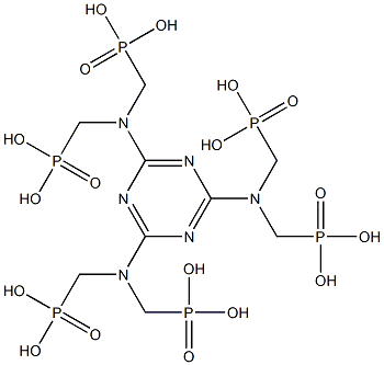 [1,3,5-トリアジン-2,4,6-トリイルトリス[ニトリロビス(メチレン)]]ヘキサキス(ホスホン酸) 化学構造式