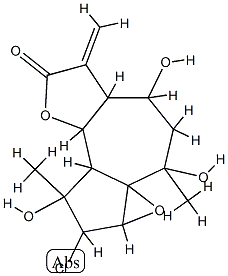 2-Chloro-2,2a,5,6,6a,7,9a,9b-octahydro-1,4,6-trihydroxy-1,4-dimethyl-7-methylene-1H-oxireno[1,8a]azuleno[4,5-b]furan-8(4H)-one 结构式