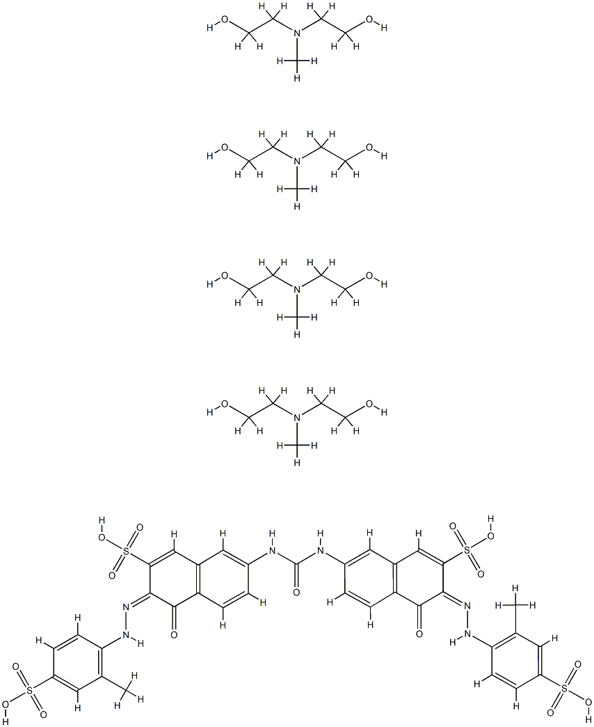 2-Naphthalenesulfonic acid, 7,7'-(carbonyldiimino)bis[ 4-hydroxy-3-[(4-sulfo-2-methylphenyl)azo]-, compd. with 2,2'-(methylimino)bis[ethanol] (1:4) Struktur