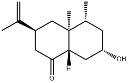 (3S,8aS)-デカヒドロ-7α-ヒドロキシ-4aα,5α-ジメチル-3β-(1-メチルビニル)ナフタレン-1-オン 化学構造式