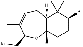 (2R)-7β-ブロモ-2-(ブロモメチル)-2,5,5aα,6,7,8,9,9a-オクタヒドロ-3,6,6,9aβ-テトラメチル-1-ベンゾオキセピン 化学構造式