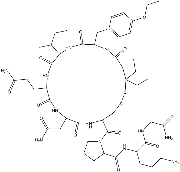 vasotocin, 1-(beta-mercapto-beta,beta-diethylpropionic acid)-(OEt-Tyr)(2)-Orn(8)- 结构式