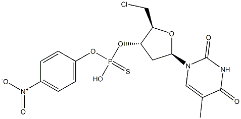 5'-deoxy-5'-chlorothymidine-3'-(4-nitrophenyl)phosphorothioate Struktur