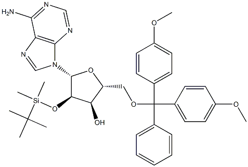 5'-O-[二(4-甲氧基苯基)苯基甲基]-2'-O-[(叔丁基)二甲基硅烷基]腺苷 结构式