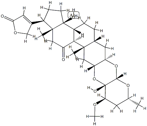 14-Hydroxy-11-oxo-3β,2α-[[(2S,3S,4R,6R)-tetrahydro-3-hydroxy-4-methoxy-6-methyl-2H-pyran-2,3-diyl]bis(oxy)]-5β-card-20(22)-enolide Struktur