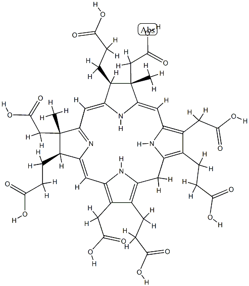(7S,8S,12S,13S)-3,8,13,17β-テトラキス(カルボキシメチル)-8,13-ジメチル-7,8,12,13,20,24-ヘキサヒドロ-21H,23H-ポルフィリン-2,7,12,18-テトラプロパン酸 化学構造式