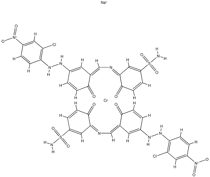双[3-[[[5-[(2-氯-4-硝基苯基)偶氮]-2-羟基苯基]亚甲基]氨基]-4-羟基苯磺酰胺合(2-)]铬酸(1-)钠, 83249-67-6, 结构式