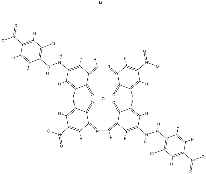 双[4-[(2-氯-4-硝基苯基)偶氨]-2-[[(2-羟基-5-硝基苯基)亚氨基]甲基]苯酚根合(2-)]铬酸锂盐(1-), 83804-10-8, 结构式