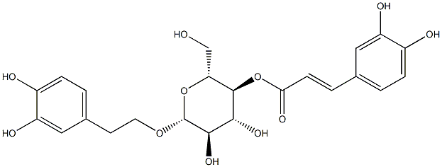 2-(3,4-ジヒドロキシフェニル)エチル4-O-[(E)-3-(3,4-ジヒドロキシフェニル)プロペノイル]-β-D-グルコピラノシド 化学構造式
