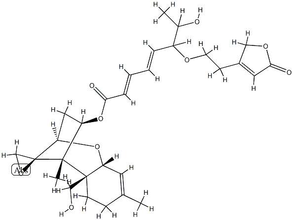 12,13-エポキシ-4β-[[(2Z,4E)-6-[2-(2,5-ジヒドロ-5-オキソフラン-3-イル)エトキシ]-7-ヒドロキシ-1-オキソ-2,4-オクタジエニル]オキシ]トリコテカ-9-エン-15-オール 化学構造式