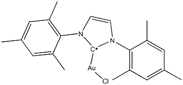 氯化(1,3-二间三甲基苯基-1H-咪唑-2(3H)-亚基)金(I), 852445-81-9, 结构式