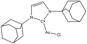 クロロ[1,3-ビス(アダマンチル)2H-イミダゾール-2-イリデン]金(I) 化学構造式
