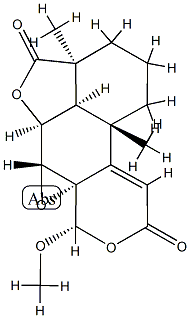 (1aS,2S)-5b,6,7,8,8a,8bβ,10aβ,10bα-オクタヒドロ-2β-メトキシ-5bα,8aβ-ジメチル-4H,9H-フロ[2',3',4':4,5]オキシレノ[2,3]ナフト[2,1-c]ピラン-4,9-ジオン 化学構造式