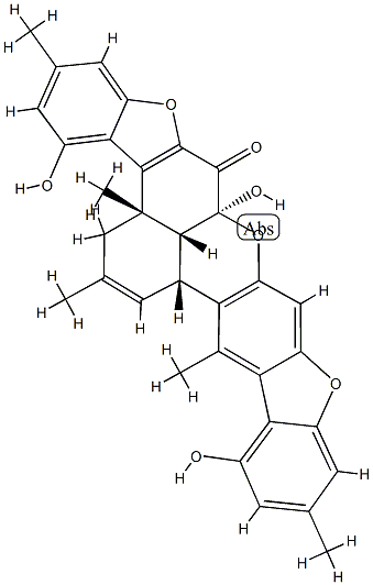 (3aS)-3,9a,17bβ,17cβ-Tetrahydro-4,9aα,16-trihydroxy-2,3aβ,6,14,17-pentamethylbenzo[kl]bisbenzofuro[3,2-b:2',3'-i]xanthen-9(3aH)-one Structure