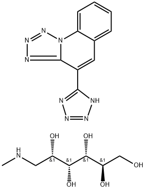 4-(1H-テトラゾール-5-イル)テトラゾロ[1,5-a]キノリン・1-(メチルアミノ)-1-デオキシ-D-グルシトール 化学構造式