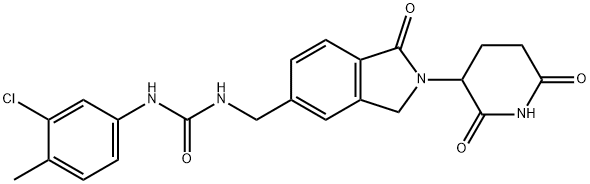 1-(3-クロロ-4-メチルフェニル)-3-[2-(2,6-ジオキソピペリジン-3-イル)-1-オキソ-1,3-ジヒドロ-2H-イソインドール-5-イルメチル]尿素 化学構造式