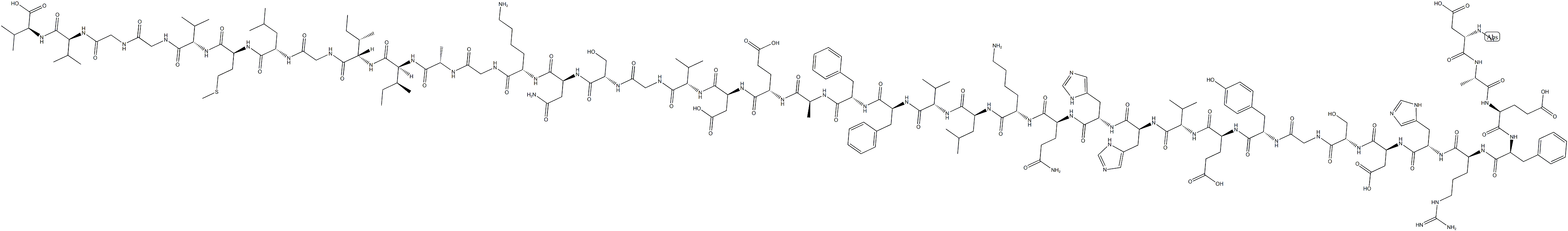 アミロイドΒ-プロテイン (ヒト, 1-40) 化学構造式