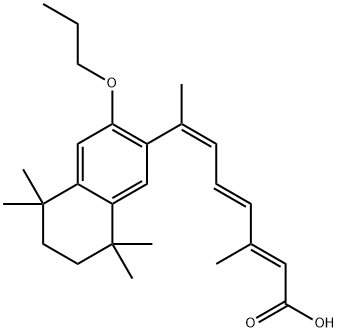(2E,4E,6Z)-3-Methyl-7-(5,6,7,8-tetrahydro-5,5,8,8-tetramethyl-3-propoxy-3-naphthalenyl)-2,4,6-octatrienoicacid, 180713-37-5, 结构式