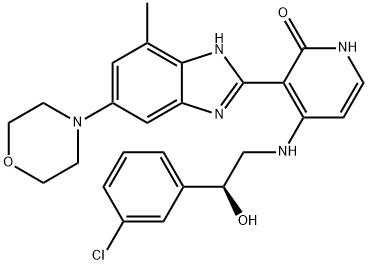 3-(5-モルホリノ-7-メチル-1H-ベンゾイミダゾール-2-イル)-4-[[(S)-β-ヒドロキシ-3-クロロフェネチル]アミノ]-1,2-ジヒドロピリジン-2-オン