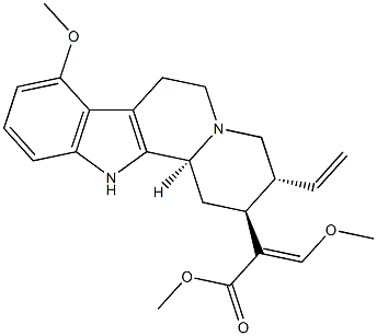 Indolo2,3-aquinolizine-2-acetic acid, 3-ethenyl-1,2,3,4,6,7,12,12b-octahydro-8-methoxy-.alpha.-(methoxymethylene)-, methyl ester, (.alpha.E,2S,3R,12bS)- Struktur