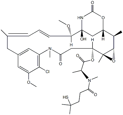 N2'-去乙酰基-N2'-(4-巯基-4-甲基-1-氧代戊基)-美登素 结构式