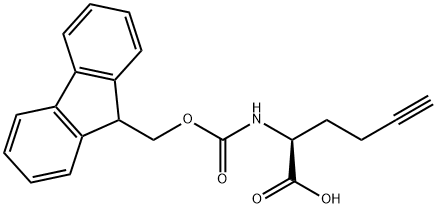 (S)-2-[(9H-フルオレン-9-イルメトキシカルボニル)アミノ]-5-ヘキシン酸 化学構造式