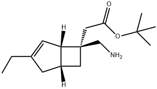 ((1S,5R,6R)-6-Aminomethyl-3-ethylbicyclo[3.2.0]hept-3-en-6-yl)acetic acid tert-butyl ester Struktur