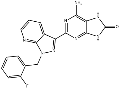 6-amino-2-(1-(2-fluorobenzyl)-1H-pyrazolo[3,4-b]pyridin-3-yl)-
7,9-dihydro-8H-purin-8-one Struktur