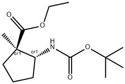 trans-2-tert-Butoxycarbonylamino-1-methyl-cyclopentanecarboxylic acid, 1638974-39-6, 结构式