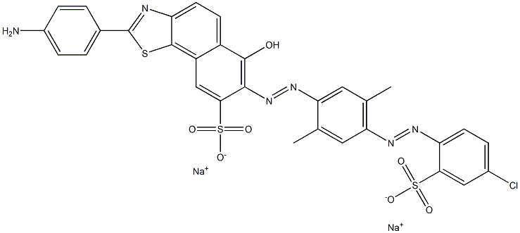 Naphtho[2,1-d]thiazole-8-sulfonic acid, 2-(4-aminophenyl)-7-[[4-[(4-chloro-2-sulfophenyl)azo]-2,5-dimethylphenyl]azo]-6-hydroxy-, disodium salt Structure