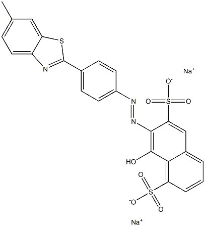 1,6-Naphthalenedisulfonic acid, 8-hydroxy-7-[[4-(6-methyl-2-benzothiazolyl)phenyl]azo]-, disodium salt Structure