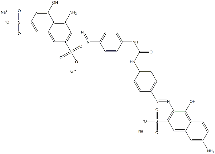 2,7-Naphthalenedisulfonic acid, 4-amino-3-[[4-[[[[4-[(6-amino-1-hydroxy-3-sulfo-2-naphthalenyl)azo]phenyl]amino]carbonyl]amino]phenyl]azo]-5-hydroxy-, trisodium salt Struktur