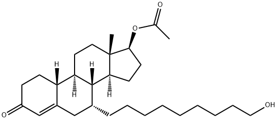 (7R,8R,9S,10R,13S,14S,17S)-7-(9-hydroxynonyl)-13-methyl-3-oxo-2,3,6,7,8,9,10,11,12,13,14,15,16,17-tetradecahydro-1H-cyclopenta[a]phenanthren-17-yl acetate Struktur