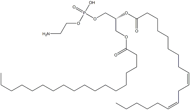 1-octadecanoyl-2-(9Z,12Z-octadecadienoyl)-sn-glycero-3-phosphoethanolamine 结构式