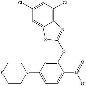 4,6-dichloro-2-[2-nitro-5-(1,4-thiazinan-4-yl)phenoxy]-1,3-benzothiazole