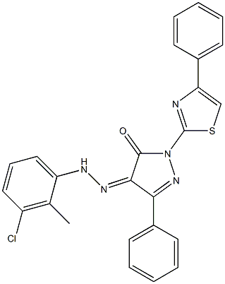 3-phenyl-1-(4-phenyl-1,3-thiazol-2-yl)-1H-pyrazole-4,5-dione 4-[N-(3-chloro-2-methylphenyl)hydrazone]