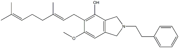 7-Hydroxy-5-methoxy-6-[(E)-3,7-dimethyl-2,6-octadienyl]-2-(2-phenylethyl)isoindoline, 140381-53-9, 结构式