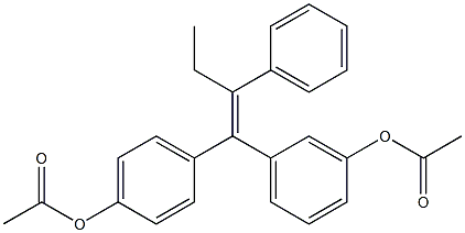 (Z)-2-フェニル-1-(4-アセトキシフェニル)-1-(3-アセトキシフェニル)-1-ブテン 化学構造式