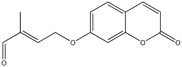 7-[[(E)-3-ホルミル-2-ブテニル]オキシ]-2H-1-ベンゾピラン-2-オン 化学構造式