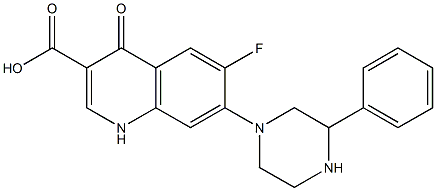 6-フルオロ-1,4-ジヒドロ-4-オキソ-7-(3-フェニル-1-ピペラジニル)キノリン-3-カルボン酸 化学構造式