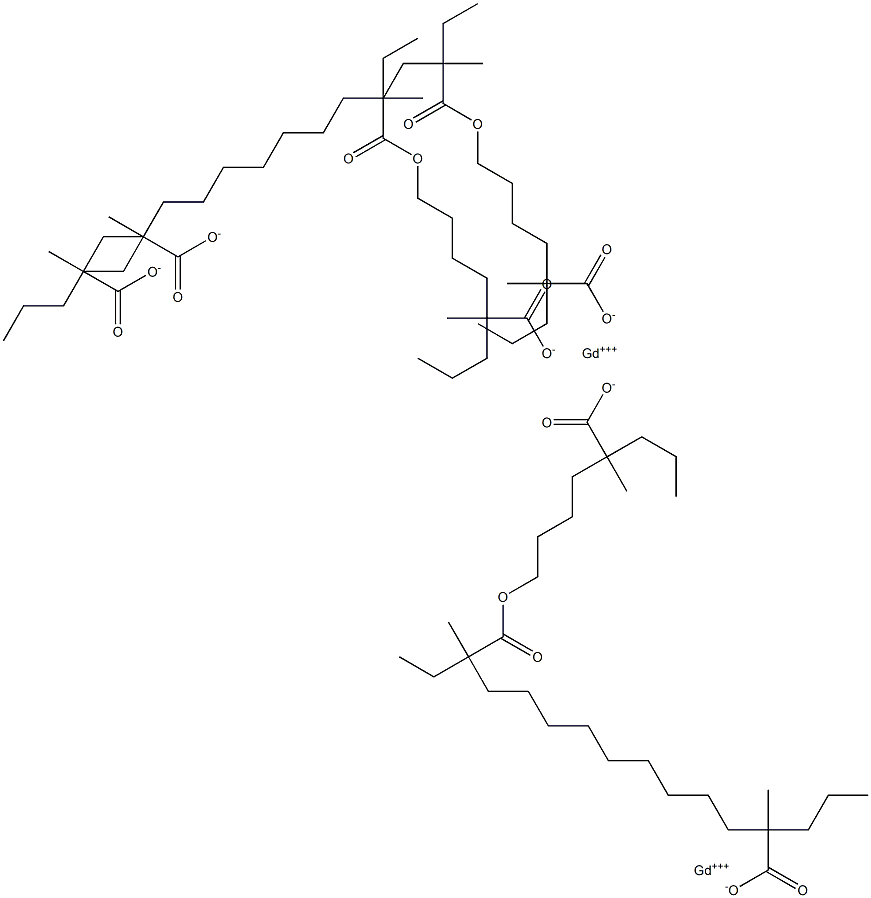 ガドリニウム2-エチル-2-メチルヘプタノアートビス(2-メチル-2-プロピルヘキサノアート) 化学構造式