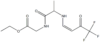 2-[[2-[[(Z)-4,4,4-トリフルオロ-3-オキソ-1-ブテニル]アミノ]-1-オキソプロピル]アミノ]酢酸エチル 化学構造式