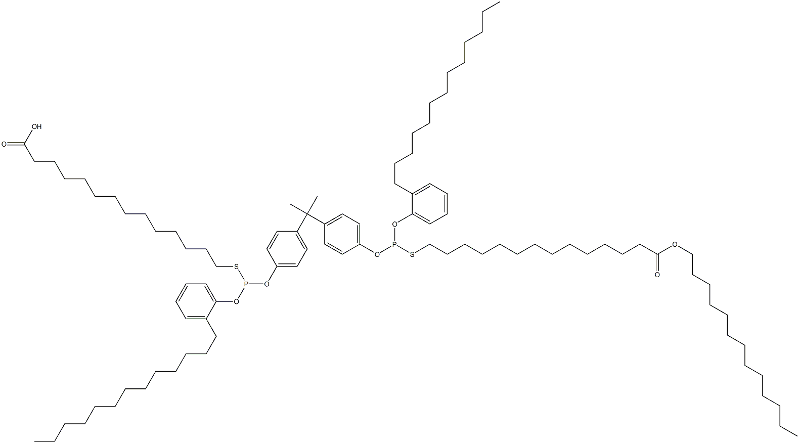 14,14'-[[Isopropylidenebis(4,1-phenyleneoxy)]bis[[(2-tridecylphenyl)oxy]phosphinediylthio]]bis(tetradecanoic acid tridecyl) ester