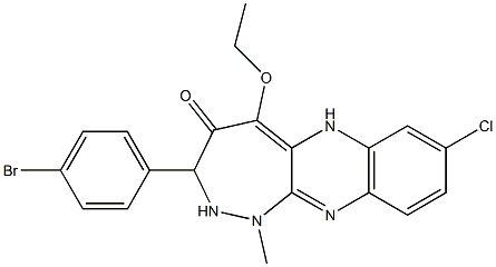 8-(p-Bromophenyl)-2-chloro-10-ethoxy-6-methyl-6,7-dihydro-5,6,7,11-tetraaza-11H-cyclohepta[b]naphthalen-9(8H)-one Structure
