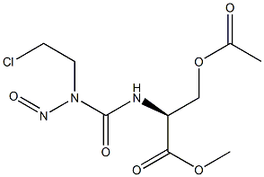O-アセチル-N-[(2-クロロエチル)ニトロソカルバモイル]-L-セリンメチル 化学構造式