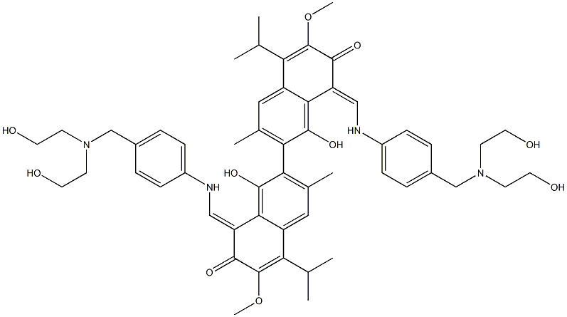 1,1'-Dihydroxy-3,3'-dimethyl-5,5'-diisopropyl-6,6'-dimethoxy-8,8'-bis[[4-[bis(2-hydroxyethyl)aminomethyl]phenylamino]methylene][2,2'-binaphthalene]-7,7'(8H,8'H)-dione