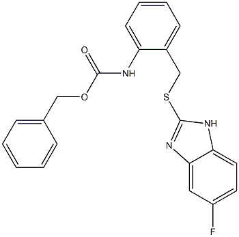 5-フルオロ-2-[[2-[[(ベンジルオキシ)カルボニル]アミノ]ベンジル]チオ]-1H-ベンゾイミダゾール 化学構造式