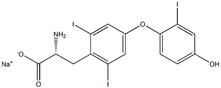 (R)-2-アミノ-3-[4-(4-ヒドロキシ-2-ヨードフェノキシ)-2,6-ジヨードフェニル]プロパン酸ナトリウム 化学構造式